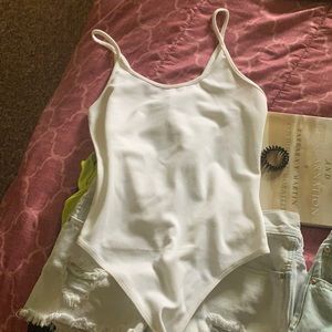 Express bright white thong bodysuit BRAND NEW